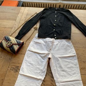 J.Crew Black Wool Button Up Cardigan Gold Buttons